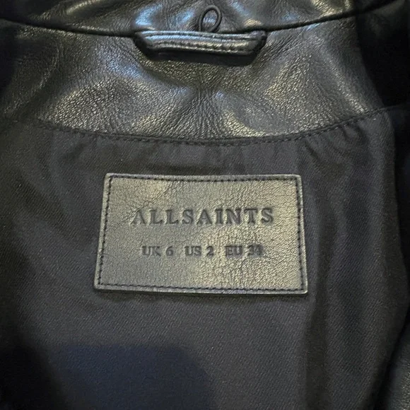 All Saints 3-in-1 Black Leather Moto Jacket with removable shearling lining - Picture 4 of 9